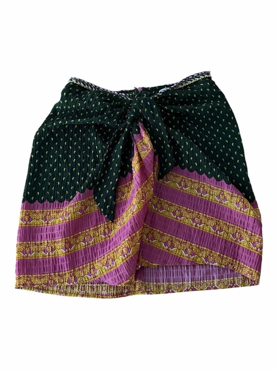 Zara Dresses & Skirts - Zara Green, Pink Gold Patterned Tie-Front Skirt Small